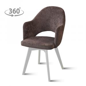 Стул Версаль /Основание 1/каркас белый муар/BALANCE vision (серо-коричневый)/