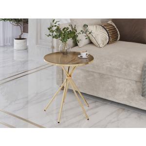 Агат-41 (01) Белый мрамор/Золото Стол журнальный 500х500х550