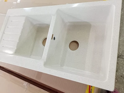 РАСПРОДАЖА! Мойка каменная двухмоечная МС-29 лен глянец