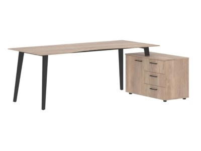 JCT 2013 R Стол руководителя с тумбой 2000х1300х750 /Дуб Каньон/Антрацит/