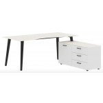 Стол руководителя с тумбой правый JCT 1818 R  1800x1800x750 мм/Ясень белый/Антрацит/