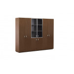 Шкаф комбинированный + для бумаг + гардероб 101 733  2420x440x1970 мм/Орех/Хром/
