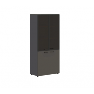 Шкаф комбинированный с дверьми в металлической рамке JHC 85.7  856x450x1950 мм/Орех Мокко/Антрацит/