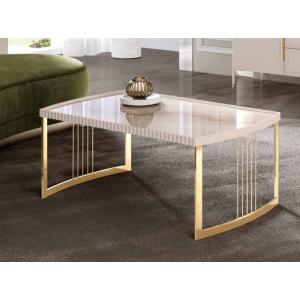 Агат-42 (02) Мрамор бежевый/Кашемир Лен/Золото Стол журнальный 1000х600х410