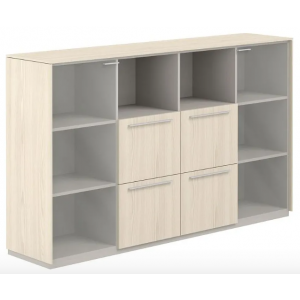 Шкаф средний со стеклом прозр. 4 ящ. NZ-0306  2024x450x1200 мм/Ясень Наварро/