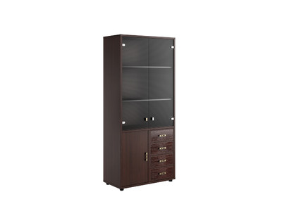 MNZ19350501 Шкаф для бумаг с кожаными вставками  89x45x200 /венге/