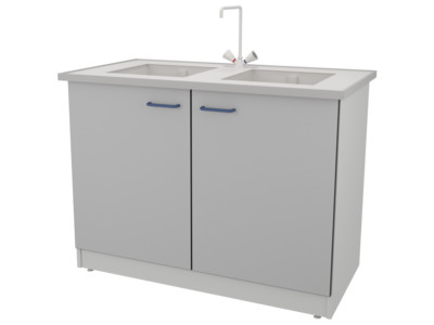 Стол-мойка,2 чаши ЛАБ-PRO МД 120.65.90 РР,400*400*300
