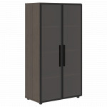 VMCS 80.2 Шкаф со стеклянными дверьми в металлической раме 800х430х1517 /Дуб сильвер/Нефрит/