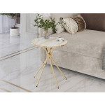 Агат-41 (01) Белый мрамор/Золото Стол журнальный 500х500х550