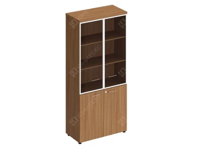 ПТ-0783 Шкаф для документов комб. со стеклянными дверями  в раме 900*460*1970 /миланский орех/